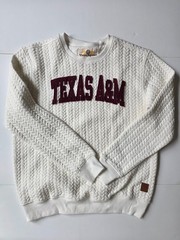 NWT Texas A&M Aggies Women’s Large Cable Quilted Crewneck Sweatshirt Off White