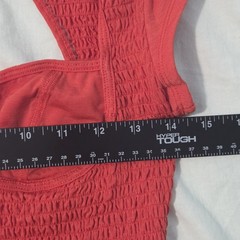 Free People Movement Smocked Crop Top Sz L Orange/Red Boho Chic Athleisure