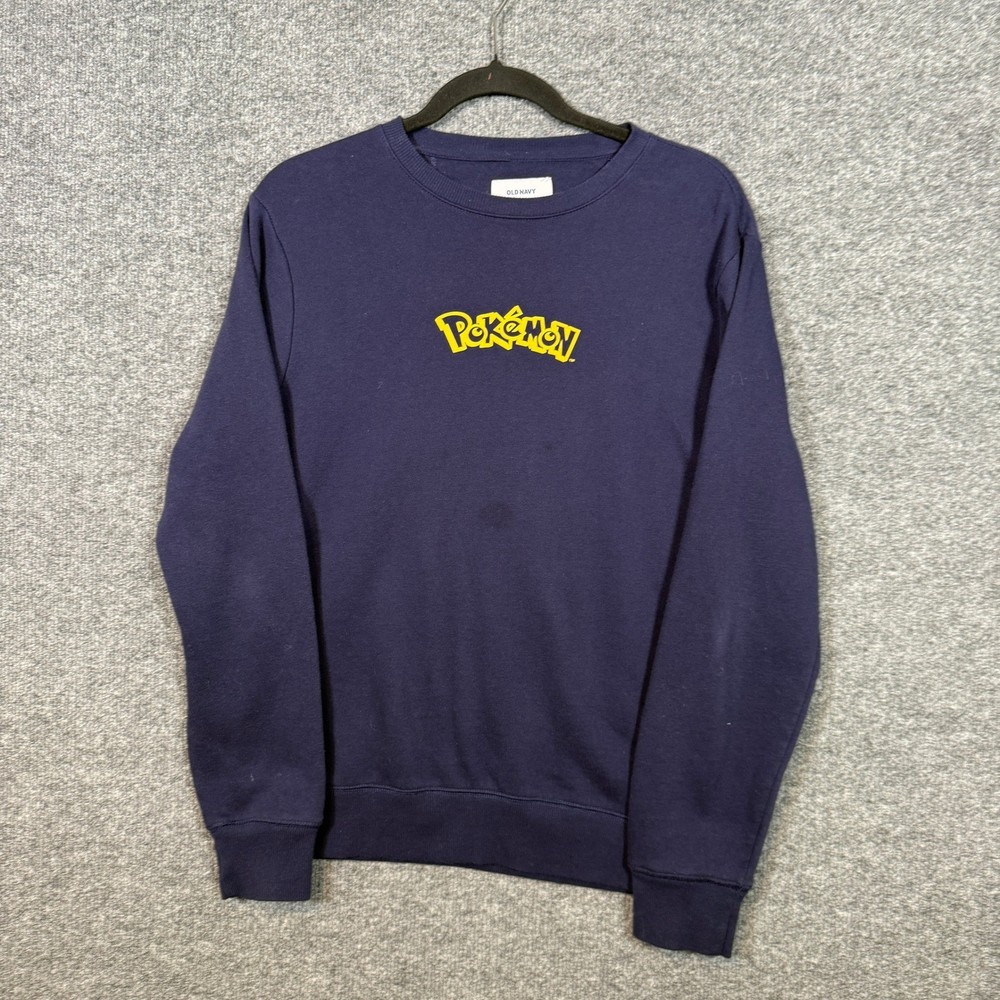 Old Navy x Pokemon Sweatshirt Womens Small Blue Graphic Print Pullover Fleece