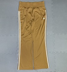 Adidas Women’s L Tricot Track Pants 3 Stripes Zippered Leg Gold Pull On Pockets