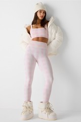 FABLETICS SEAMLESS SQUARE NECK LOW IMPACT – SOFT PINK BUFFALO CHECK – M