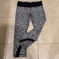Lululemon Leggings Womens Size 6 Run Inspire II Crop Luxtreme Black White Zebra