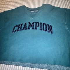 Champion Reverse Weave Cropped Sweatshirt Teal Green XL WL425 Raw Hem Pullover