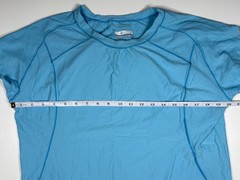 Columbia Omni Wick T Shirt Women XL Blue Nylon Cap Sleeve Hiking Outdoor