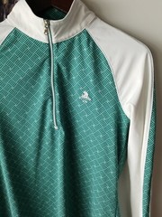 FAIRWAY & GREENE Ladies 1/4 Zip Pullover Top Long Sleeve Green Custom Logo M