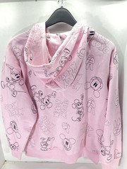Disney Mickey Mouse Hoodie Sweatshirt Women Large Pink AOP Full Zip Fleece NWT