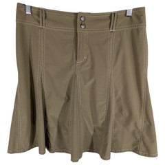 ATHLETA WHATEVER SKORT Womens 6 Pleated SKIRT Beige Tan Snap Zip Front