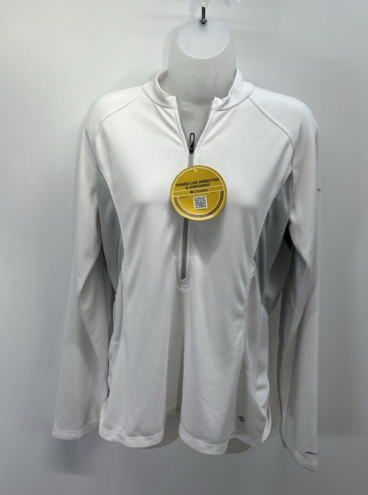 NWT Columbia Sportswear Lightweight Jacket Insect Blocker 1/2 Zip Size L White