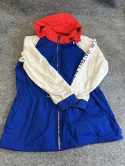 Lauren Ralph Lauren Women’s Windbreaker Jacket Size Large Blue Hooded Full Zip