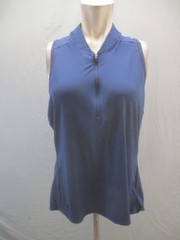 Adidas Size XL Womens Blue Sleeveless 1/2 Zip Stretch Activewear Sports Top 262