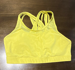 Fabletics Yellow Strappy Crossback Medium Support Wireless Pullover Bra Logo L