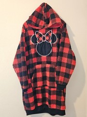 Disney Minnie Mouse Buffalo Plaid Fleece Hoodie Loungewear Oversized XL
