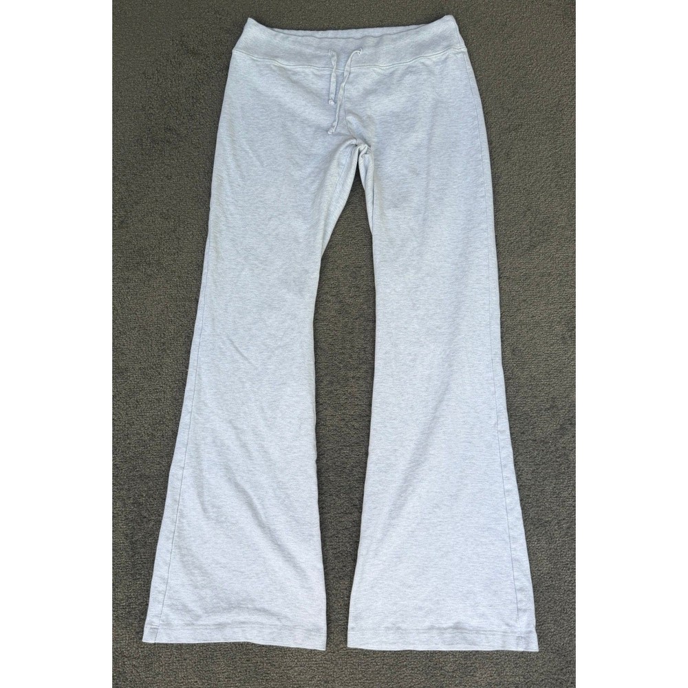 Brandy Melville Anastasia Sweatpants Heather Gray Flare Low Rise Drawstring 3567