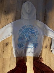 Women’s Pink Palm Puff White/Blue Sweatshirt Hoodie size S