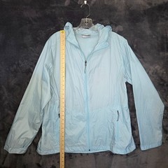 Columbia Size XL Womens Light Blue 100% Nylon Full Zip Adjustable Windbreaker