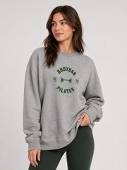 Bodybar Pilates Women’s XL Crewneck Logo Activewear Sweatshirt Grey Athleisure