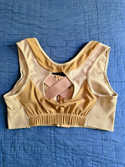 ALIGNMED ZIPPER POSTURE SPORTS BRA Size M Beige Front Zip Compression