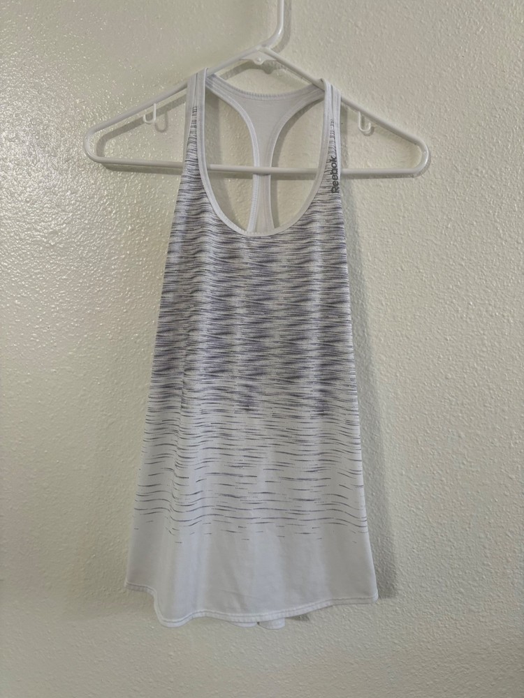 womens reebok white/purple/black tank top size m good condition