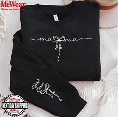 Custom Mom Sweatshirt Hoodie With Kids Name On Sleeve Gildan Mothers Day Gift