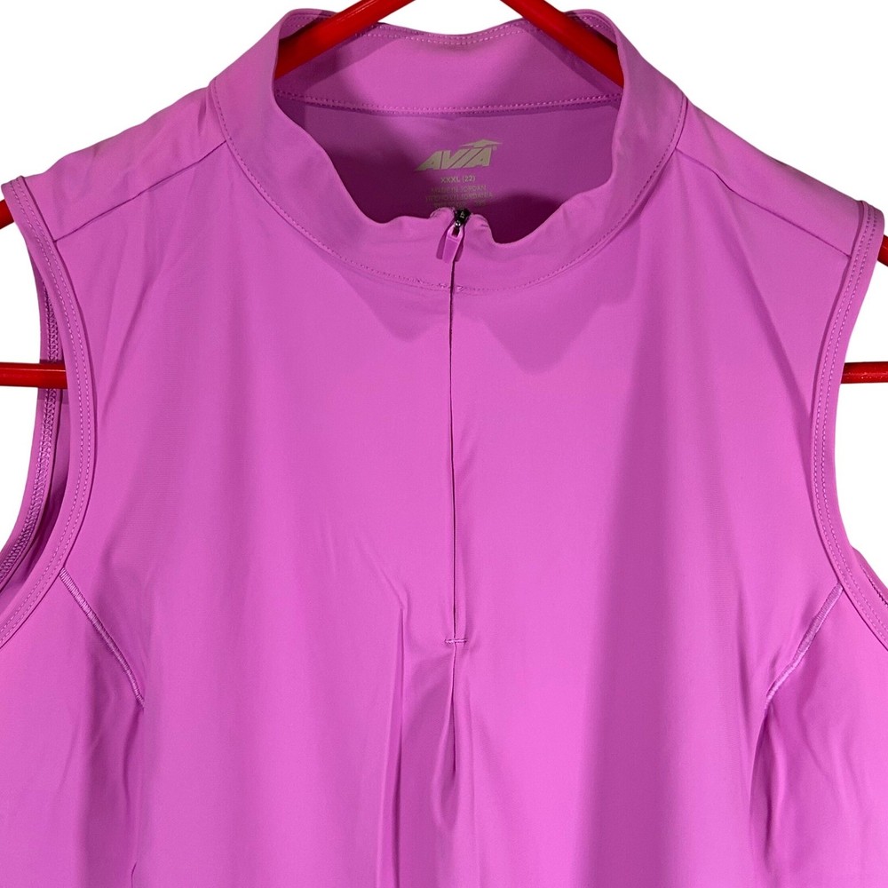 Avia Womens 3XL Tricot Tank Top Quarter Zip Fleur Pink Sleeveless New