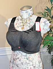 NWT! LIVI Active, Max Support Underwire Sports Bra Wide Straps Heather, Sz 44DD