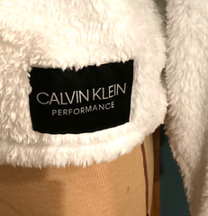 Calvin Klein Performance Small White Fuzzy 1/4 Zip High Neck Sweathshirt