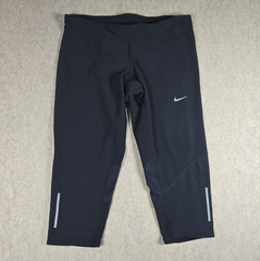 Nike Dri-FIT Women’s Black Cropped Running Leggings Zip Pocket Reflective M