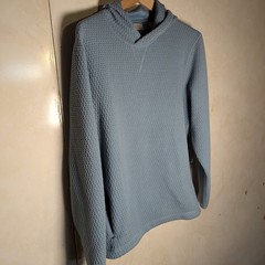 LL Bean Quilted Pullover Hoodie Womens Medium Regular Light Blue