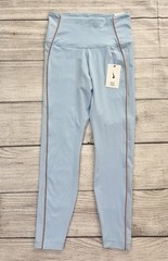 NIKE YOGA LUXE NWT Womens Medium Blue Multi Stripe High Rise 7/8 Length Leggings