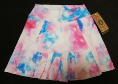 NWT Dona Jo women’s pink/blue/white tie-dyed print tennis/golf skort Sz 1 (S)