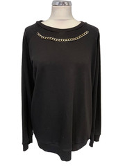 BRAND NEW COAST BLACK GOLD CHAIN TRIMMED LONG SLEEVED SWEATSHIRT SIZE L