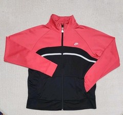 Nike Womens Large Pink Black White Full Zip Athletic Track Jacket Cross-training