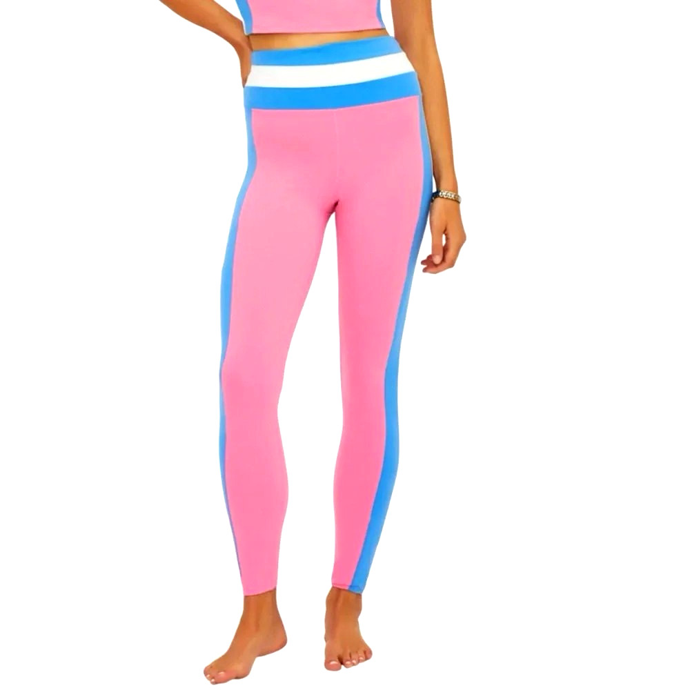 Beach Riot Women Leggings Size Medium Mariella Color Block Pink Blue White New