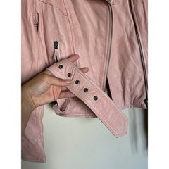 Muubaa Biker Jacket Leather Slim Fit Belted Moto Blush Pink Casual Night Out