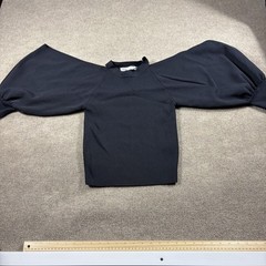 Zara Sweatshirt Medium M Balloon Sleeve Black Crewneck Boxy Fit