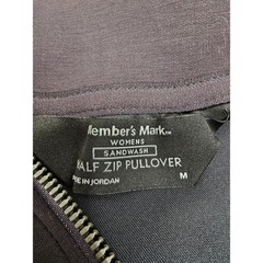 Members Mark Womens Sandwash Half Zip Pullover Black Cropped Sweatshirt MM24810