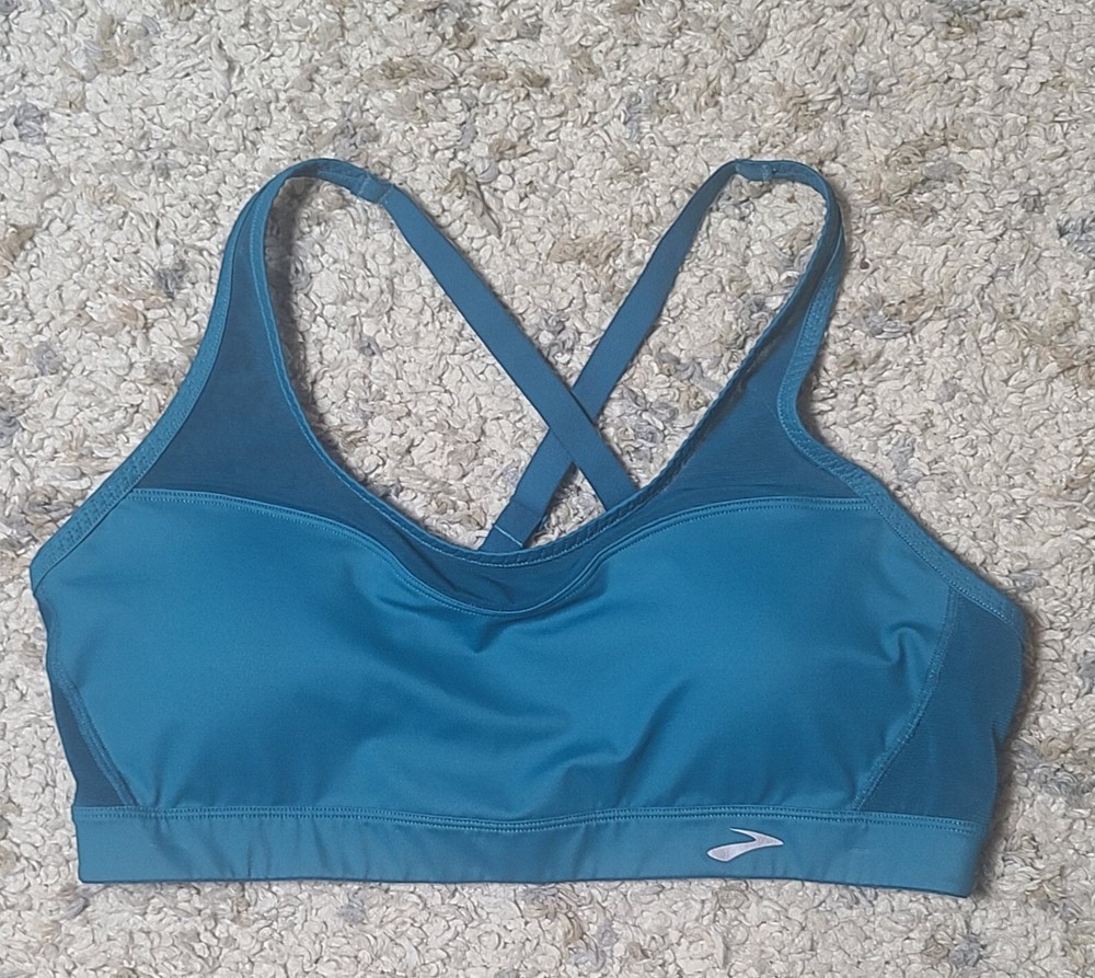 Brooks XL Blue Cross-Back Sports Bra with Adjustable Closure – High Support