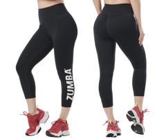 Zumba I Love Zumba High Waisted Crop Leggings ~ XS S XXL ~ Black ~New!