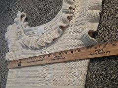 H&M Cream Flounce Crochet Knit Crop Top Flutter Sleeve Boho Cottagecore Sz L EUC