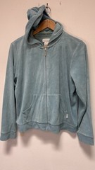 Liz Claiborne Liz & Co. Petite Velour Full Zip Hoodie w/ Pockets Blue L juicy