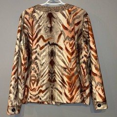 Chico’s Leopard Jacket Abstract Animal Print Size 3 (XL) Brown Tan Orange