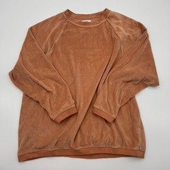 Aerie Velour Sweatshirt Womens XS Terracotta Orange Raglan Crewneck Pullover