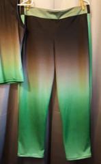 Ombre Workout Lounge Joggers Set M Black Green Top & Leggings Athleisure Yoga