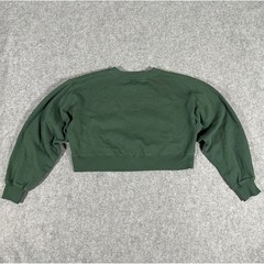 Cotton On Cropped Crewneck Sweatshirt M Green Solid Fleece Pullover