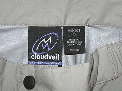 CLOUDVEIL SHELL PANTS SZ S GRAY 100% NYLON KICK PATCH ANKLE ZIPS ELASTIC HEMS LN