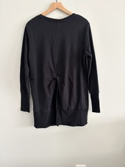 HANNAH Active Wear Sweatshirt Black Womens XL Split Back Gym Athleisure Yoga
