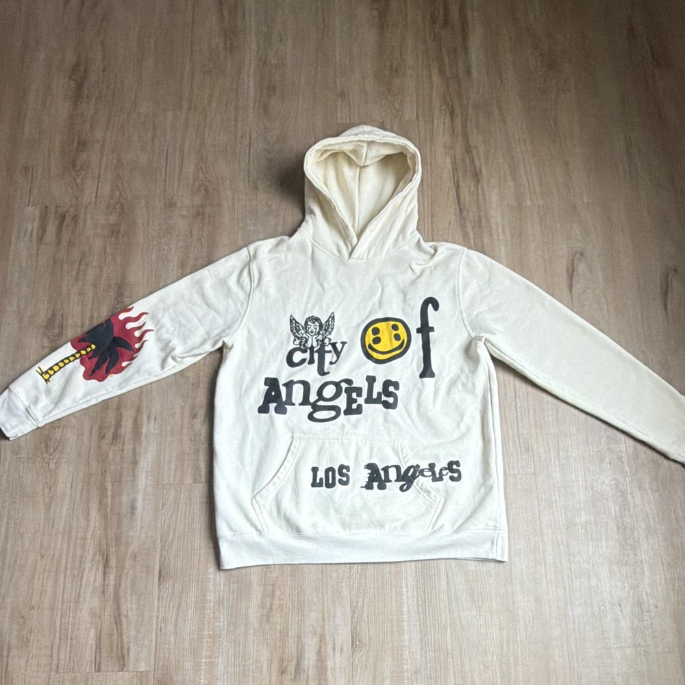 PacSun City of Angels Los Angeles Graphic Pullover Hoodie White M Pockets