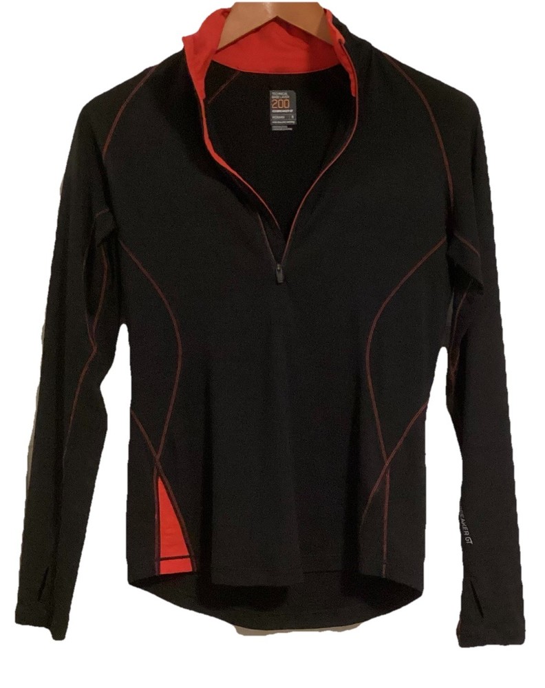 ☀️Icebreaker GT 200 Women Merino Wool BaseLayer 1/2 Zip Black Top Small Free Shp