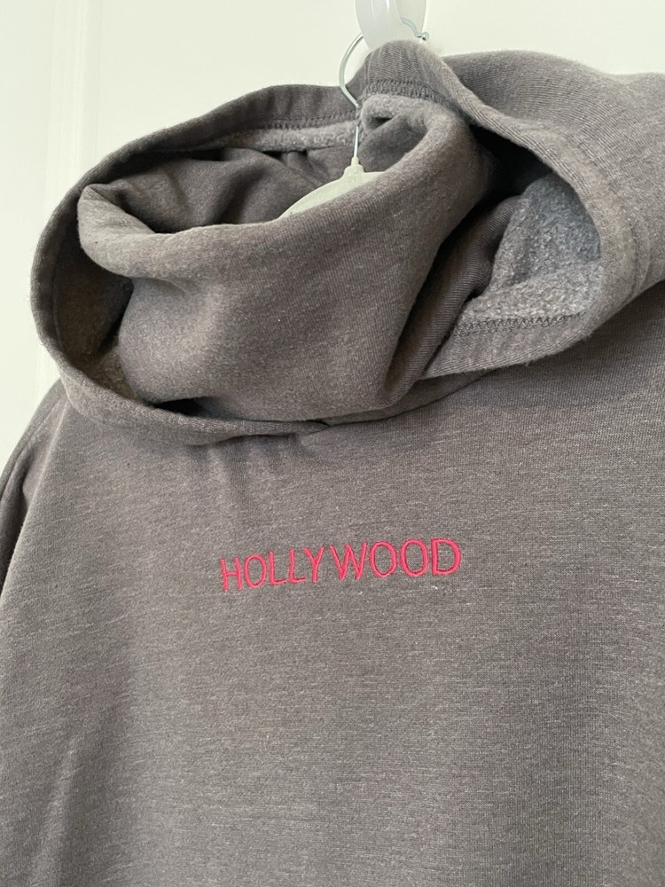 Fashion Nova Sweatshirt Hoodie Dress Turtle Neck Lounge “Hollywood” Embroidered