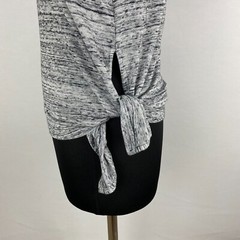 Athleta Womens XXS Gray Black Cap Sleeve Tee Asymmetric Hem Side Tie Rayon Blend